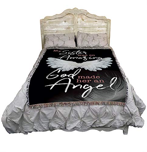 My Sister was So Amazing God Made Her an Angel Blanket - Sympathy Bereavement Gift Tapestry Throw Woven from Cotton - Made in the USA (72x54) - color: Sister, size: 72" x 54"