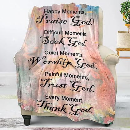 COMFAR Christian Multicolor Letter Print Throw Blanket, 50" x 60" - color: Bible1, size: 50" x 60"