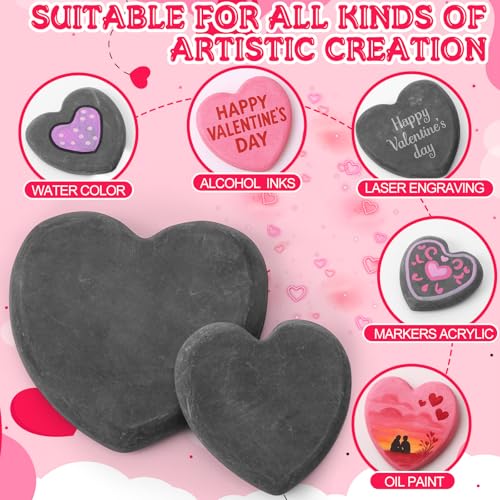 DoubleFill 30 Pcs Heart Shaped Rocks for Painting, Heart Stones Gifts, 2 in/2.9 in Natural River Rock to Paint, Stones for DIY, Rocks Garden Decoration, Natural Hand Cut Stone for Crafts