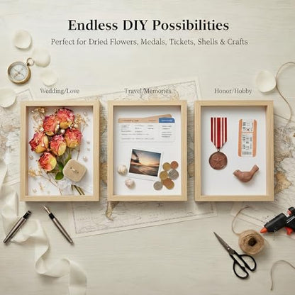 3 Pcs 8x10 Inch Shadow Box Frames Acrylic,Shadow Box Frame Display Cases,Cases for Pressed Flowers Keepsakes Tickets Photos (Wood Grain) - color: Wood Grain