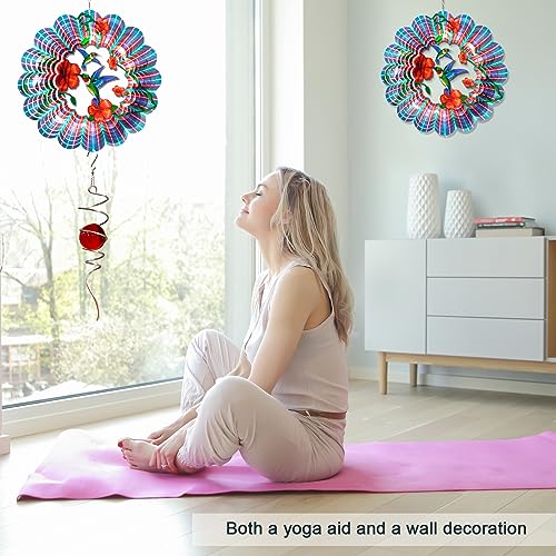 Hummingbird Wind Spinner, 12-Inch 3D Kinetic Metal Wind Spinners - color: Mandala Hummingbird