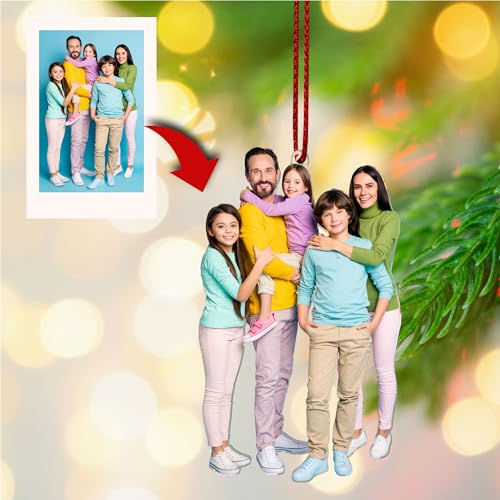 Personalized Family Christmas Photo Ornaments, Customized Photo Ornament, Double-Sided Print, Custom Christmas Ornament, Personalized Christmas Ornaments for Christmas Tree - style: Family