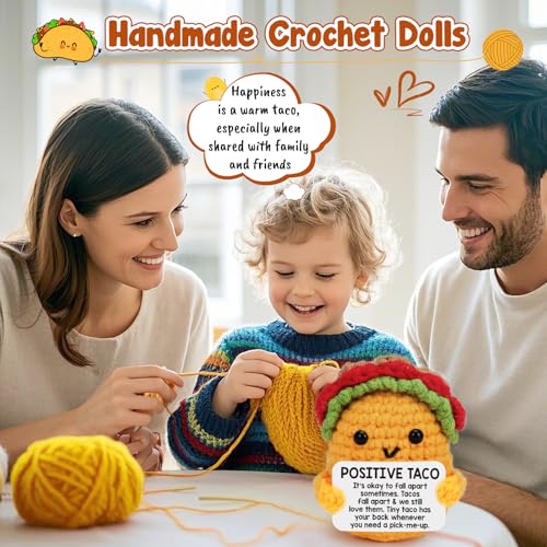 Positive Crochet Taco Christmas Birthday Gifts for Women Men Self Care Card Teacher Back to School Fall Decoration for Home Adult Kids Son Mom Dad Daughter Sister Friend Coworkers Inspirational Gift - style: Pick-me-up