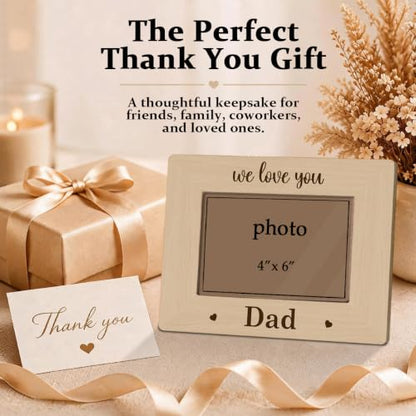 Dad Picture Frame Holds 4 x 6 Photo, We Love You Dad Wooden Photo Frame Gift, Rustic Farmhouse Family Keepsake for Father’s Day Birthday or Thanksgiving - color: Father08