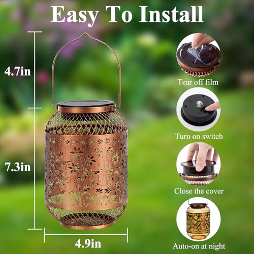 Vaukki Patio Solar Lantern Outdoor Waterproof, Hummingbird Garden Decor