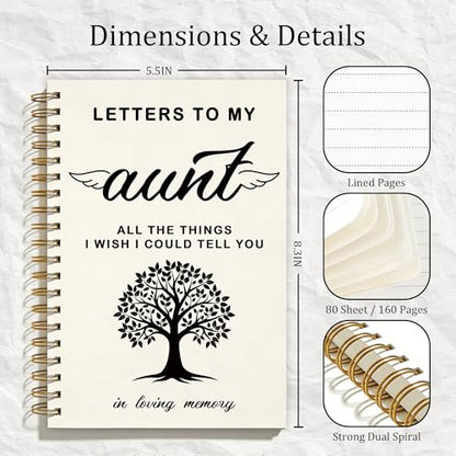 FTKBGHY Memorial Gifts for Loss of Aunt Grief Journal Notebook, Sympathy Notebooks Gifts for Loss of Loved One, Bereavement Gift, Letters to My Aunt Journal, 5.5x8.3 Inch - color: Colour-12