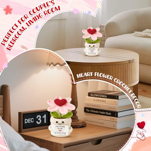 Anniversary Gifts for Woman Men Boyfriend Girlfriend- I Love You More Crochet Flower Couples Gift for Him Her Wife Husband, Romantic Valentine Engagement Wedding Long Distance Birthday - color: Love1