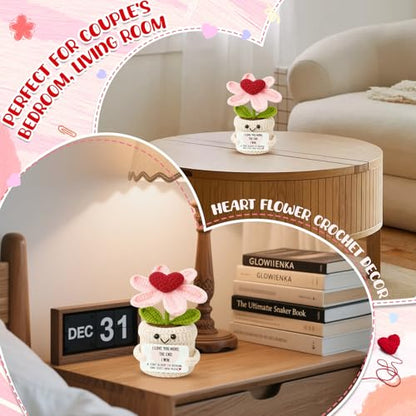 Anniversary Gifts for Woman Men Boyfriend Girlfriend- I Love You More Crochet Flower Couples Gift for Him Her Wife Husband, Romantic Valentine Engagement Wedding Long Distance Birthday - color: Love1