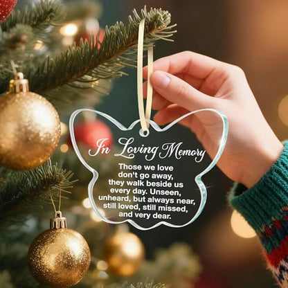 Memorial Sympathy Gifts for Loss of Loved One, Bereavement Condolence Remembrance Comfort Gift In Loving Memory Memorial Mother, Father, Husband, Brother or Pet– Butterfly Glass Ornament Keepsake - style: BF-In Loving Memory