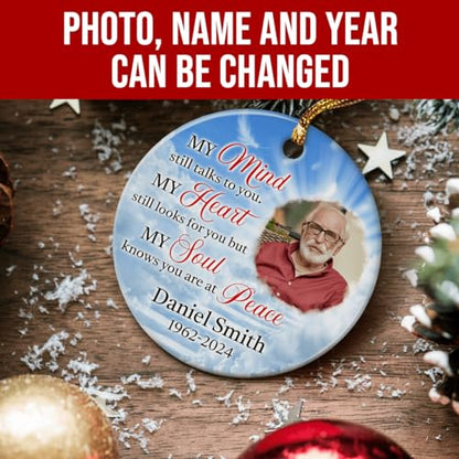 Personalized Memorial Ornaments Custom Photo Picture Ceramic Christmas Ornament in Loving Memory Xmas Tree Decorations Remembrance Sympathy Keepsake Bereavement Loss Loved Ones Gifts