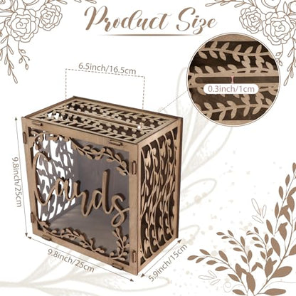 OurWarm Wedding Card Boxes for Reception, Wooden Gift Card Box for Wedding | Acrylic Clear Window, Rustic Design, Easy Assembly, Money Gift Card Box for Wedding, Graduation, Birthday & Baby Shower