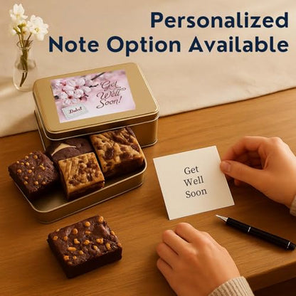 Get Well Soon Gift Baskets For Women Get Well Soon Gift Basket - 18 Individually Wrapped Brownies Freshly Baked in a Variety of Flavors - Dulcet's Signature Flavored Fudge Brownies - Gift Box Comes with Get Well Card - style: Get Well