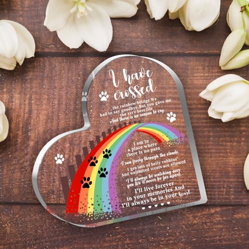 Xendelow Pet Memorial Gifts, Sympathy Gifts for Loss of Dog Cat, Pet Sympathy Present, Pet Memorial Acrylic Rainbow Bridge Decorations, Condolences Gift for Remembrance, Bereavement Gift for Loss Pet - style: 004