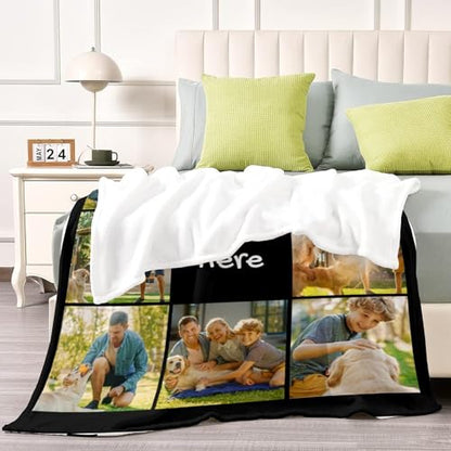 D-Story Custom Blanket with Photos Text Personalized Blankets and Throws 10 Photos Customized Fleece Picture Blanket for Adult Kid Funny Birthday Gifts for Couple Wife Husband Family - color: B-10 Photos