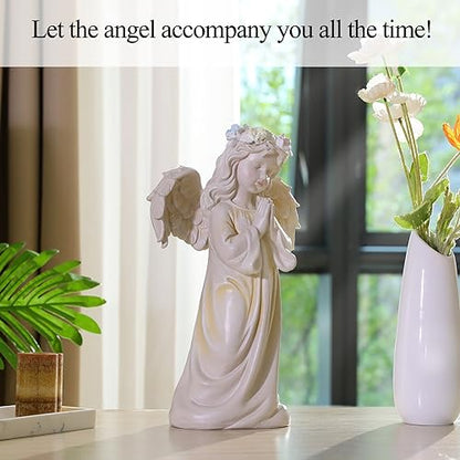 Angel Garden Statue, Memory Guardian Solar Decor with Warm Light | Waterproof Outdoor Garden Decor Praying Angel Figurine Sculpture for Lawn Yard Patio, Sympathy Present, White - style: Praying Angel