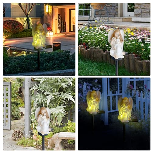 QH & Garden Angel Solar Garden Light - Virgin Mary Statue | LED Waterproof, Solar Powered Garden Stake Lights, For Balcony, Yard, Lawn, Pathway, Walkway, Angel Statues Grave Decorations - style: Mother Mary
