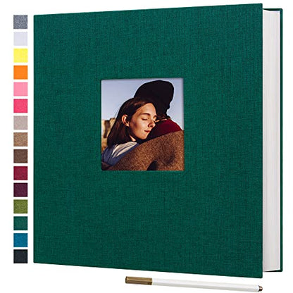 potricher Self Adhesive Photo Album 40 Pages, Linen cover, Dark Green | Photo Album Self Adhesive 4x6 5x7 8x10 Pictures, Linen Cover DIY Scrapbook Albums for Family, Wedding, Baby, Anniversary - color: Dark Green, size: 11x10.6 Inches 40 Pages