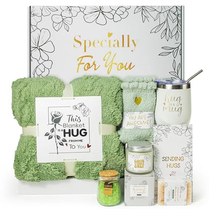 Get Well Soon Gift Baskets for Women After Surgery Recovery, Care Package for Women, Inspirational Thinking of You & Spa Self Care Gifts for Mom Wife Friend Grandma, Feel Better Hug in a Box - color: Kflw01