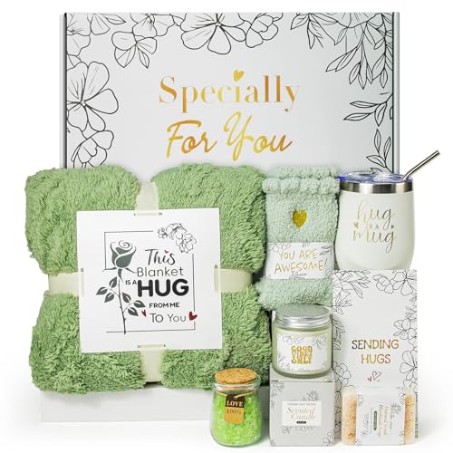 Get Well Soon Gift Baskets for Women After Surgery Recovery, Care Package for Women, Inspirational Thinking of You & Spa Self Care Gifts for Mom Wife Friend Grandma, Feel Better Hug in a Box - color: Kflw01
