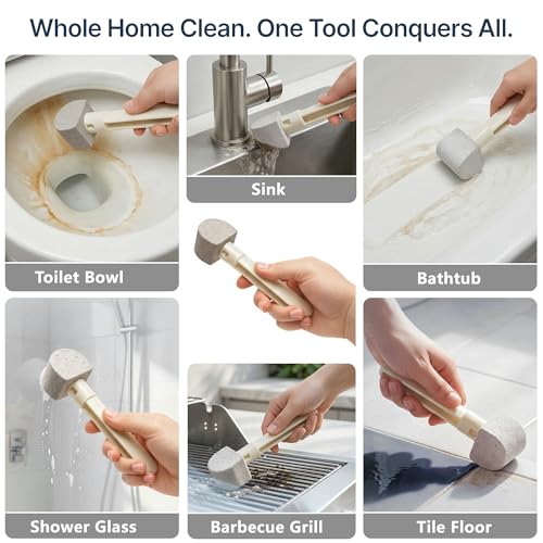 Pumice Stone Toilet Bowl Cleaner – 8 Refills for Hard Water & Limescale - color: White+grey