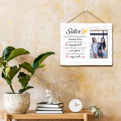 Sister You Left Me Beautiful Memories Wood Picture Frame,Memorial Sympathy Gifts for Loss of Loved One,Memorial Gift for Loss of Sister,Sympathy Gifts for Loss of Bff - style: YOU LEFT ME