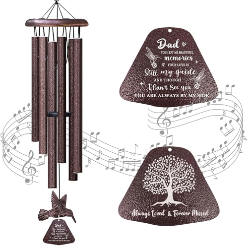 Memorial Gifts for Loss of Dad, Sympathy Gifts for Loss of Father 32" Wind Chimes, Father Bereavement Presents, Grieving Windchimes in Memory of Dad, Unique Daddy Condolences Gift Ideas - color: Loss of Dad-brown