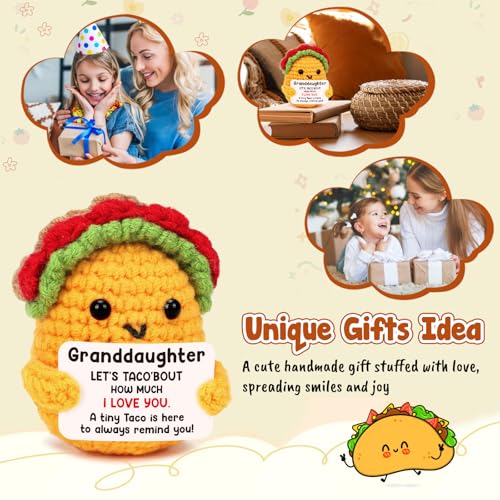 Granddaughter Gifts from Grandma Teen Girl Christmas Stocking Stuffers Gift | Year Old Age Teenage Gift Granddaughter Birthday Graduation Confirmation Christmas Valentines Handmade Crochet Taco Gifts - style: Granddaughter
