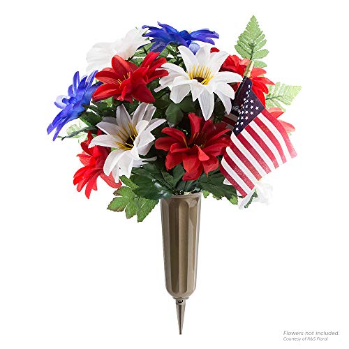 Metallic Bronze Plastic Cemetery Vase, 6-Pack - color: Metallic Bronze