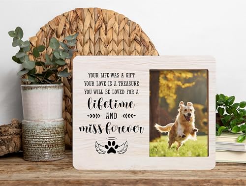 Dog Memorial Picture Frame - In Loving Memory Wood Photo Frame, Sympathy & Bereavement Gifts for Loss of Dog - Pet Remembrance Frame - style: Dog Memorial 7