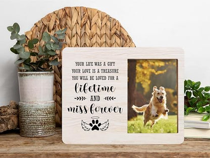 Dog Memorial Picture Frame - In Loving Memory Wood Photo Frame, Sympathy & Bereavement Gifts for Loss of Dog - Pet Remembrance Frame - style: Dog Memorial 7