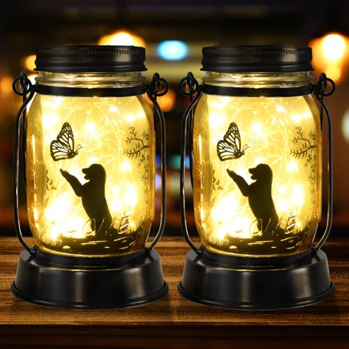 kyoryuger Solar Dog Lantern 2PACK Dog Lover Gifts for Women Mom Grandma Unique Dog Mom Gifts for Dog Lovers Decorative Dog Memory Lanterns for Yard Lawn Patio Landscape Garden Decor - color: Dog 2pack