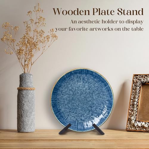 XKDOUS 2 Pack Plate Stand for Display Wood Picture Frame Cookbook Holders - color: Black, size: 6.5'' 2 Pack