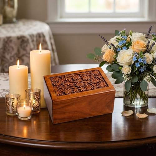 Paw Print Pet Memorial Keepsake Cremation Urns for Ashes Pet Urn Wood Keepsake Box Urns for Cat Dogs Ashes | Cat Memorials (5 x 3 x 2) - size: 5 x 3 x 2