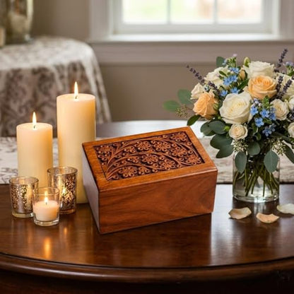 Paw Print Pet Memorial Keepsake Cremation Urns for Ashes Pet Urn Wood Keepsake Box Urns for Cat Dogs Ashes | Cat Memorials (5 x 3 x 2) - size: 5 x 3 x 2