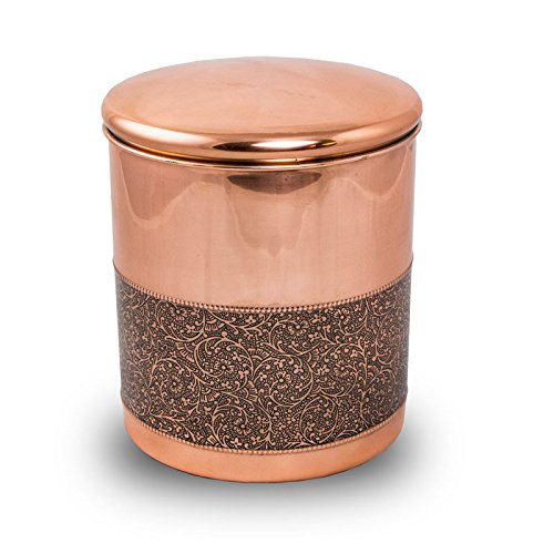 Copper Scattering Cremation Urn with Mughal Motif - Decorative Metal Urn for Human Ashes, Women, and Adults