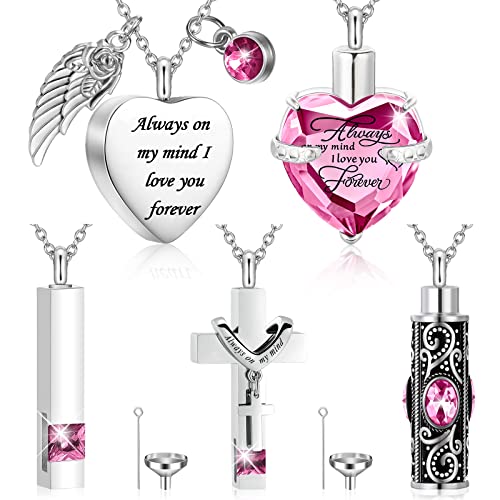 Fumete 5 Pcs Urn Necklaces for Ashes Cremation Jewelry - color: Pink