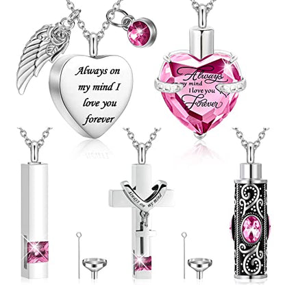 Fumete 5 Pcs Urn Necklaces for Ashes Cremation Jewelry - color: Pink
