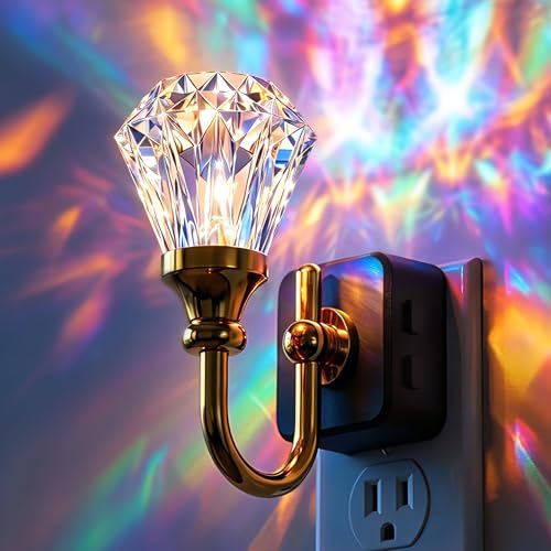 L LOHAS LED Night Lights Plug into Wall,RGB Floral Night Lights | 10-Color Changing, Auto Sensor, 3 Brightness Levels, Rotatable Plug in Nightlight for Bedroom, Nursery, Hallway, Gift - color: Gold Ring-Flower RGB, size: 1 Pack