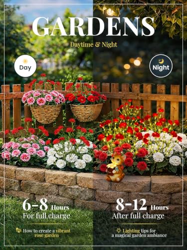 GIGALUMI 4 Pack Solar 28 Carnations Flowers Outdoor, 2 Modes, Red - color: Red, size: 4 PACK