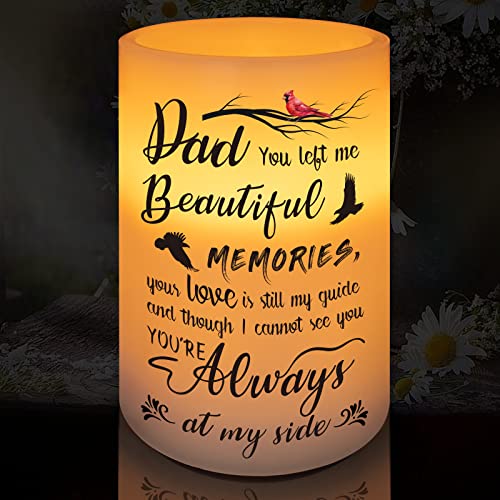 Flameless Memorial Candle, Real Wax LED Light with Timer, Sympathy Gift for Loss of Father, 6 inch x 4 inch - color: Dad