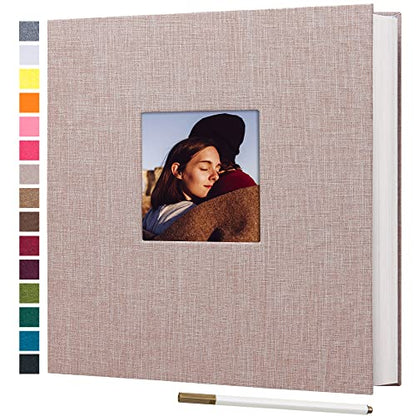 potricher Self Adhesive Photo Album 40 Pages, Linen cover,Beige | Photo Album Self Adhesive 4x6 5x7 8x10 Pictures, Linen Cover DIY Scrapbook Albums for Family, Wedding, Baby, Anniversary - color: Beige, size: 11x10.6 Inches 40 Pages