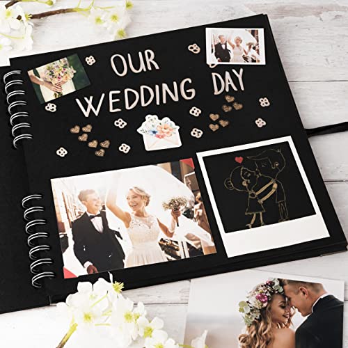 Scrapbook Album, 70 Pages, 10 x 10 Inch, Black Photo Album, Scrap Book | Hardcover with Thick 250 GSM Kraft Paper, Ideal for Your Scrapbooking Albums, Art & Craft Projects (Black, 10 x 10 Inch) - color: Black, size: 10 X 10 Inch
