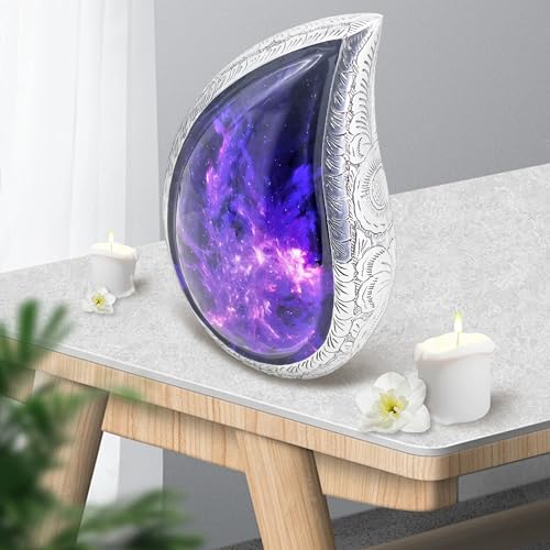 M MEILINXU Purple Urns for Human Ashes Adult Female, Cosmic Galaxy Teardrop - color: Purple & Blue, size: Large / Full Size