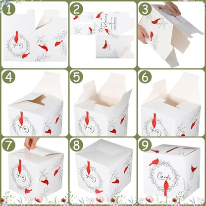 Fainne 50 Pcs Cardinal Share a Memory Cards with Celebration of Life Box Funeral Advice Cards Thank You Sympathy Holder Box Decor for Guest Funerals Memorial Service Farewell Remembrance Supplies - style: Cardinal
