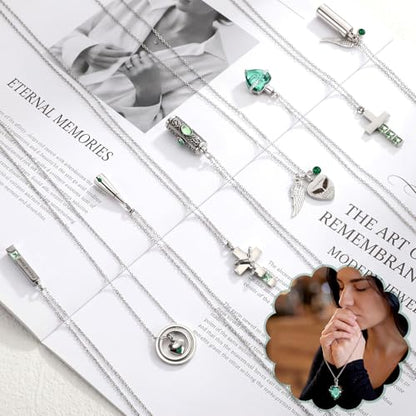 Ecation 18 Pcs Small Cremation Urns and Ashes Necklace Set, Green - color: Green
