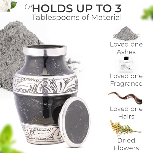 Marbled Metal Keepsake Urn for Human Ashes, Mini 6 Cu in, Black - color: Black, size: Small (Set of 1)