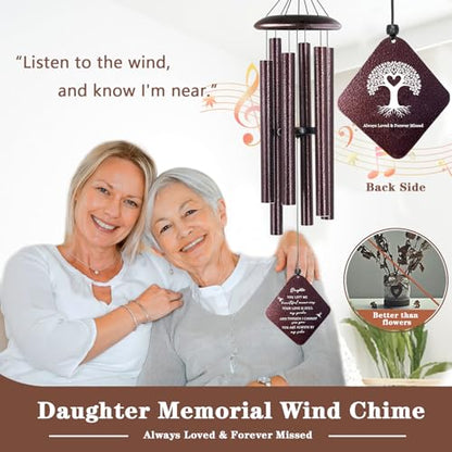 32" Sympathy Wind Chimes For Loss Of Daughter - Memorial Gift In Memory Of A Loved One - Bronze Finish - size: Daughter