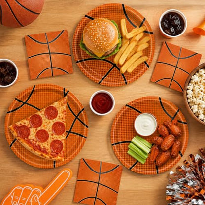 40 Pcs Basketball Plates and Napkins Set, Large 9 Inch Party Plates - color: Basketball