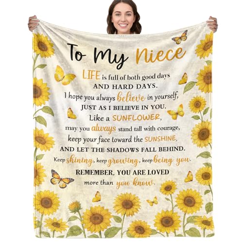 Nieces Gifts from Aunt, Niece Blanket 50x60 Inches - Inspirational Throw Blankets for Women, Adult Niece Birthday from Auntie/Uncle, Soft Plush Gift for Nieces - color: Niece