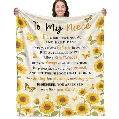 Nieces Gifts from Aunt, Niece Blanket 50x60 Inches - Inspirational Throw Blankets for Women, Adult Niece Birthday from Auntie/Uncle, Soft Plush Gift for Nieces - color: Niece